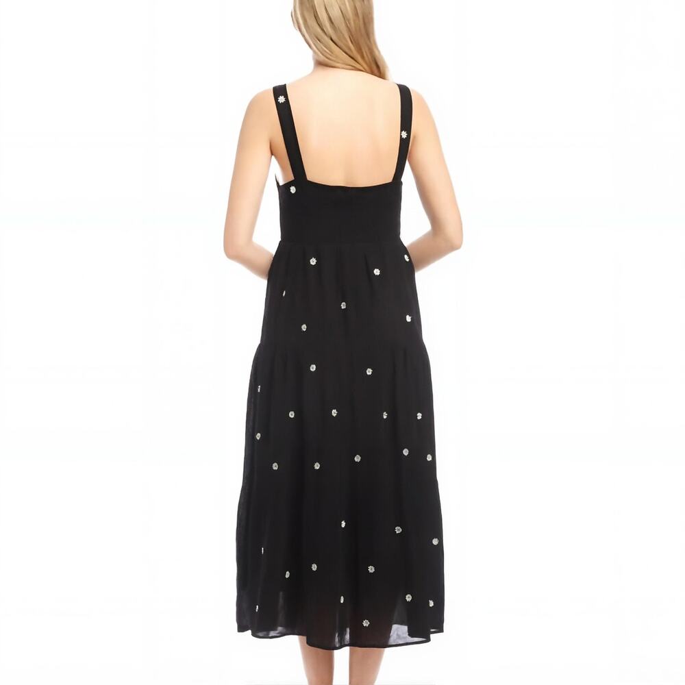 Karen Kane In The Garden Embroidered Tiered Midi Dress Black XS/S - Picture 4 of 15